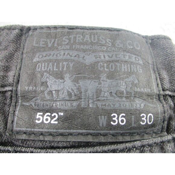 Levis Jeans 562 Mens Size 36x30 (36x27) Black Label Denim 5 Button Fly Dark Wash - Picture 14 of 14
